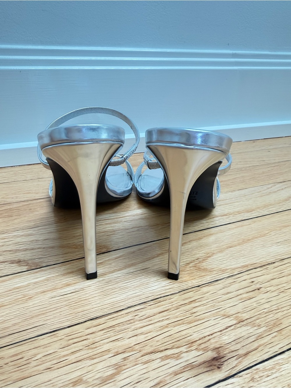 Silver High Heel Slide Sandals - Women - Picture 4 of 9
